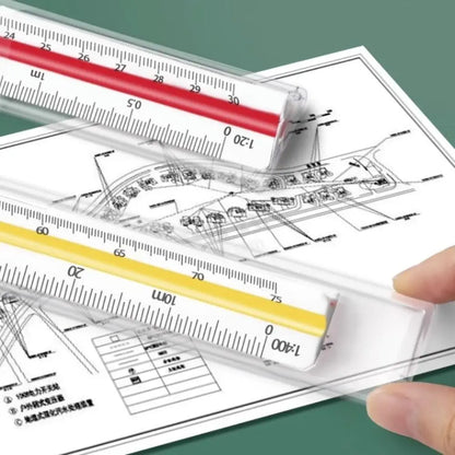 Three-edge scale triangle large-scale drawing indoor architectural drawing magnifying ruler parallel t-shaped garment design 