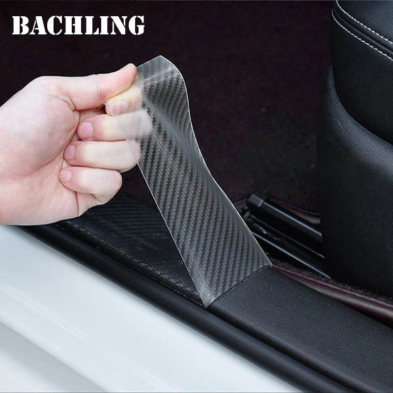 3/5/10M Transparent Carbon Fiber Car Threshold Portector Moulding Strip Trim Bumper Strip Clear Wear Surface Tapes DIY Film T