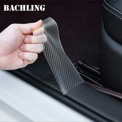 3/5/10M Transparent Carbon Fiber Car Threshold Portector Moulding Strip Trim Bumper Strip Clear Wear Surface Tapes DIY Film T