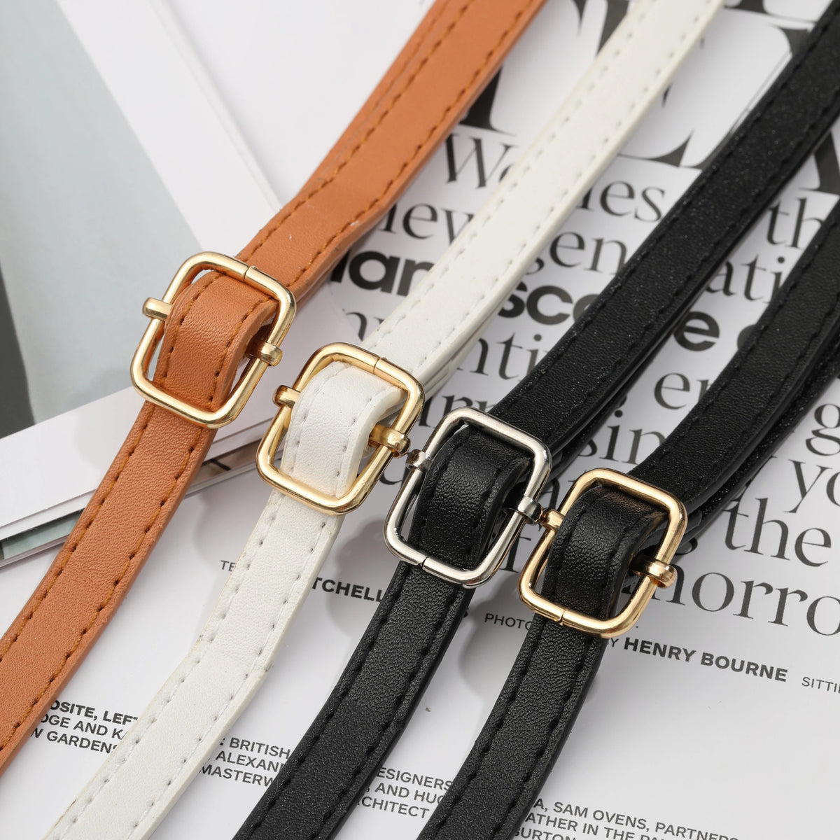 125CM Long PU Leather Bag Strap Accessories for handbags 1.2CM Wide Shoulder Bag Strap For crossbody Replacement Strap For Ba