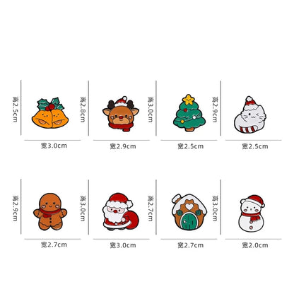 8pcs Cute Cartoon Christmas Day Enamel Brooch Creative Santa Claus Snowman Tree Lapel Pin Badge Backpack Clothing Accessories