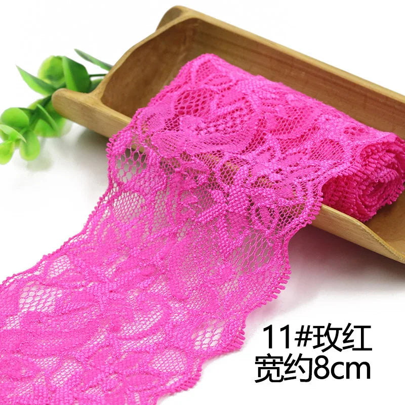 Lace Trim 1 Meter, Elastic Ribbon for Sewing, Wide Lace Trim, DIY Crafts, Scrapbooking Supplies, Crochet Pattern Ribbon in Co