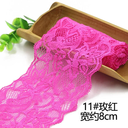 Lace Trim 1 Meter, Elastic Ribbon for Sewing, Wide Lace Trim, DIY Crafts, Scrapbooking Supplies, Crochet Pattern Ribbon in Co