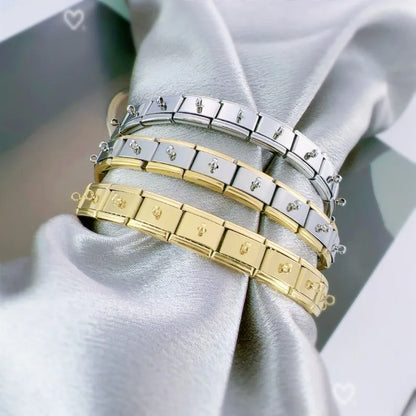 2025 Fashion Functional Elastic Bracelet Modular Bulk Italian Charms Links Fit Bracelet Stainless Steel Jewelry