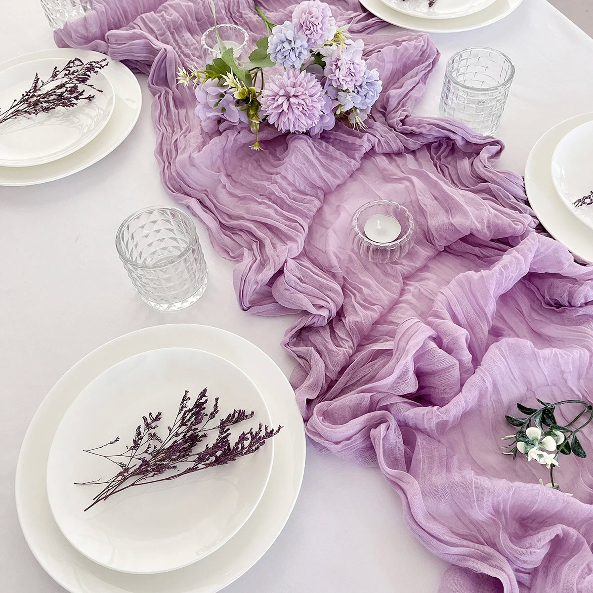 Semi-Sheer Gauze Table Runner Sage Cheesecloth Table Setting Dining Vintage Wedding Party Christmas Banquets Arches Cake Deco