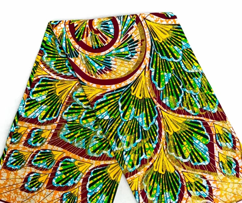 6 Yards Super Grand Gold Wax Shinning Print Africa Real Wax Fabric Nigerian Loincloth Batik Cotton Material For Sew - as pict