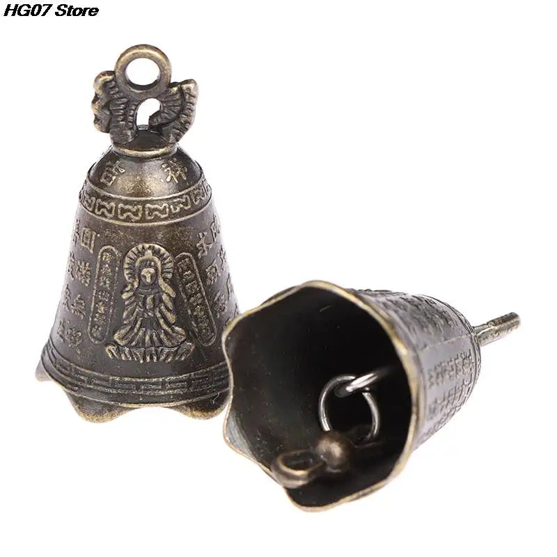 1pcs Alloy Antique Bell Chinese Mini Sculpture Pray Guanyin Buddha Bell Shui Feng Bell