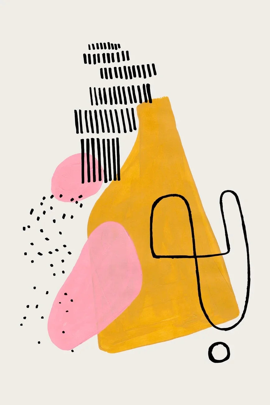 Minimalist Mid Century Watercolor Brush Strokes Poster Abstract Orange Canvas Print Painting Wall Art Picture Living Room Dec