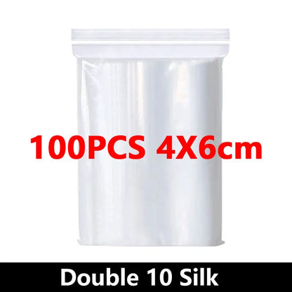 100Pcs Thicken Zipper Sealed Bags Clear Plastic Storage Bag for Small Jewelry Food Packing Reclosable Ziplock Sealing Bags - 