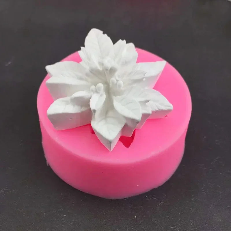3D Holly Leaf Silicone Mold Cake Baking Christmas Decoration Chocolate Soap Red Fruit Flower Fondant Mould Kitchen Baking Too