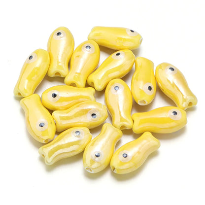 10pcs/lot Retro Small Fish Ceramic Beads Cute Porcelain Loose Spacer Beads For DIY Jewelry Making Necklace Bracelets Accessor