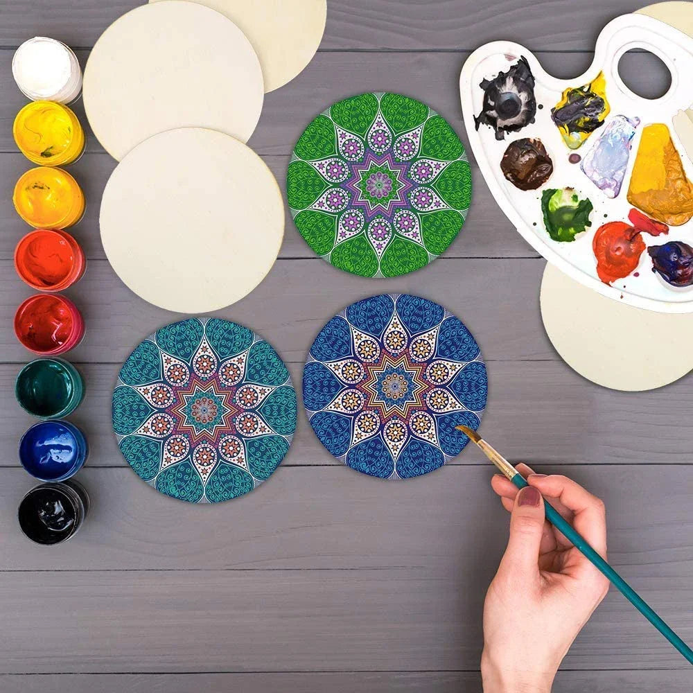 3-100Pcs Unfinished Round Wood Slices 1cm-10cm DIY Crafts Wooden Circle Discs Christmas Jewelry Painting Wedding Ornament Dec