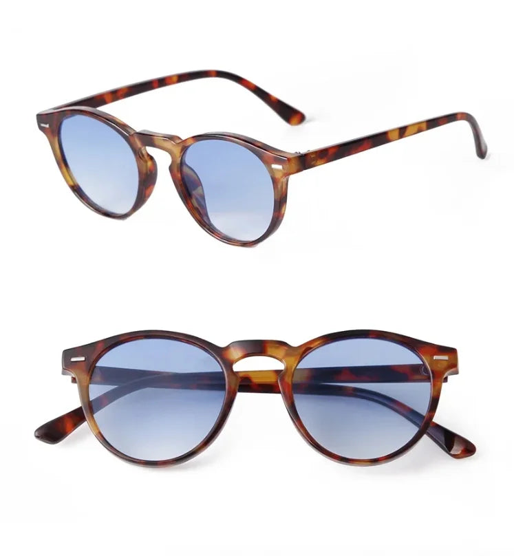 Vintage Fashion Round Sunglasses Women Men 2024 Brand Design Retro Rivet Yellow Blue Lens Square Sun Glasses Male Female Gogg