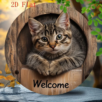 2D Graphic 2D Printed Wall Art - Cat Welcome Signs for Street, Courtyard, Shopping Center, Garage, Cafe, Family, Bar, Club, K