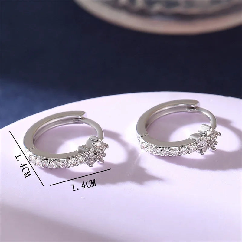 Fashion Stainless Steel Zircon Star Hoops Earrings For Women Vintage Crystal Zirconia Circle Earrings Punk Unisex Rock Jewelr