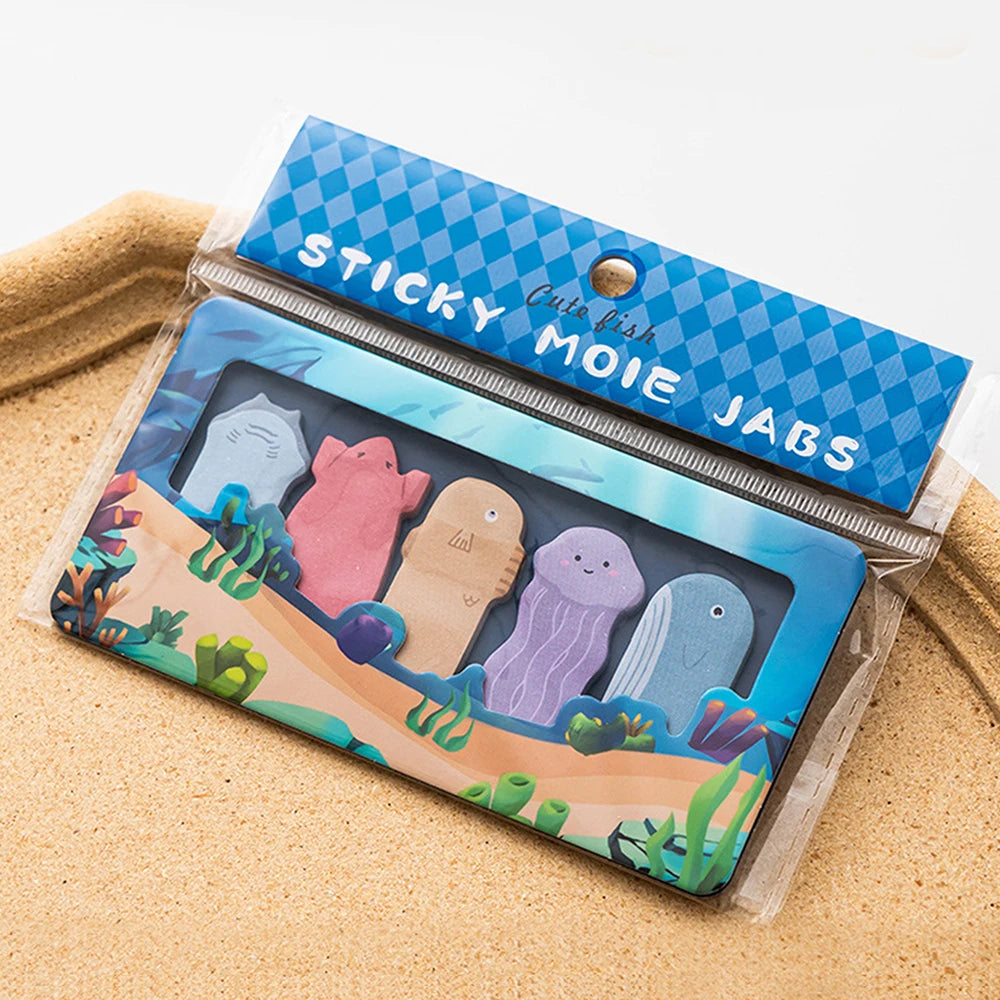 150 Sheets/Pack Cartoon Animals Sticky Notes Capybara Panda Cat Notepaper Memo Clips Decorative Paper Bookmarks Office School