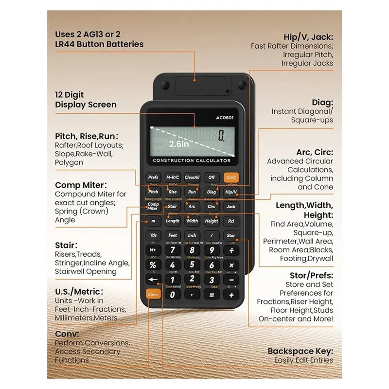 Construction Calculator Construction Calculator With Writing Tablet For Contractor Concrete