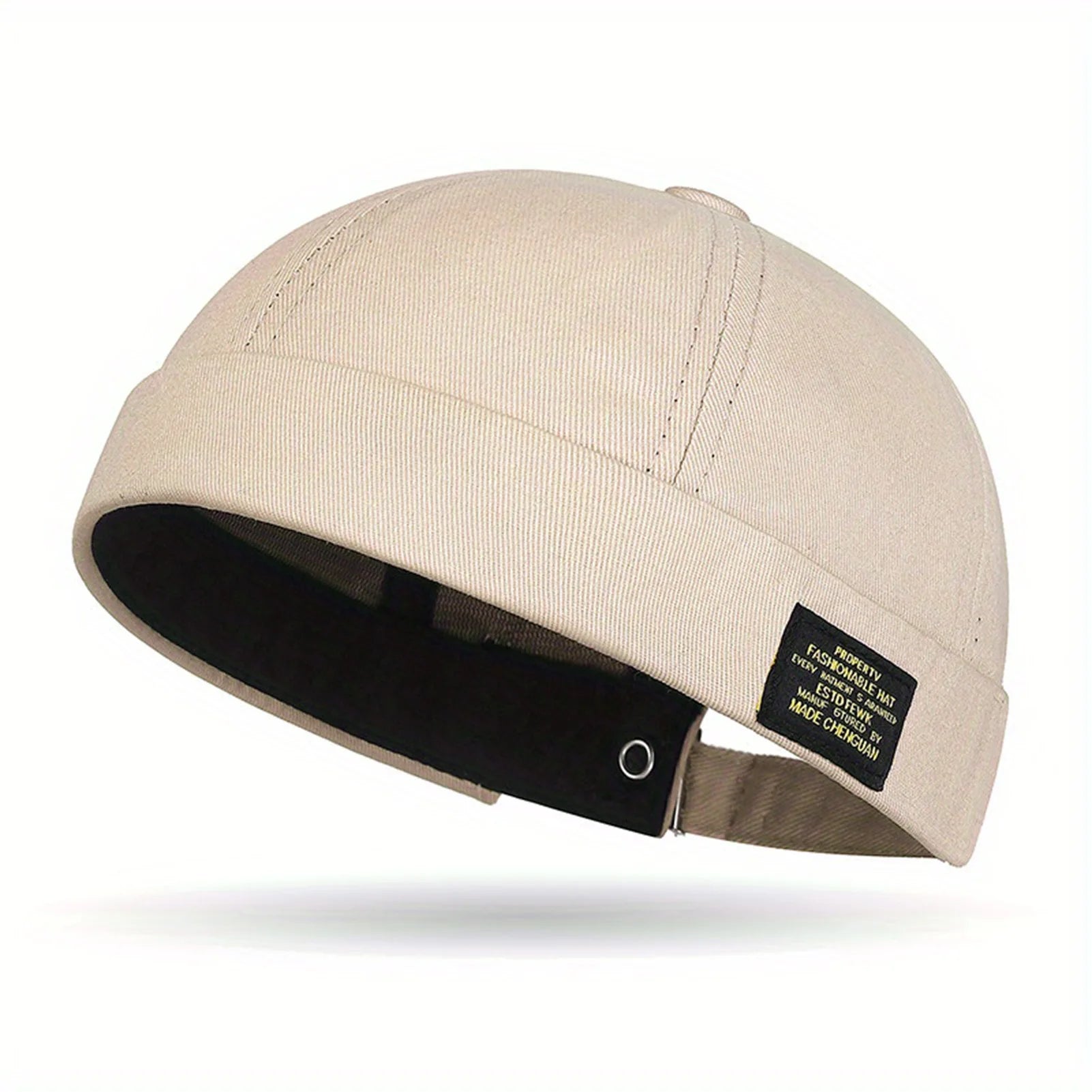 Brimless Hat for Men Women Cotton Classic Solid Color Beanie Beaded Hip Hop Hat for Outside Cycling Riding Activities - Beige