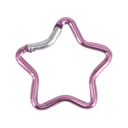 Aluminum Alloy Outdoor Star Shaped Spring Locking Carabiner Clip Keychains for Backpack Camping Hiking Traveling - Pink A