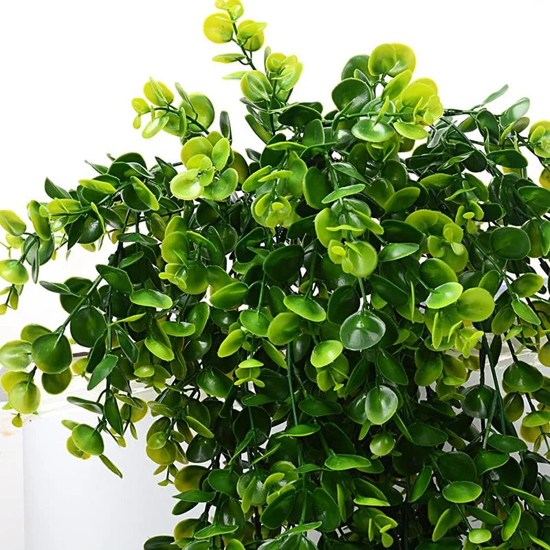 Artificial Hanging Plants Faux Eucalyptus Leaf Greenery Vine Outdoor UV Resistant Plastic Plants for DIY Home Wedding Decorat