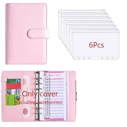 2026 A6 Binder Budget PU Leather PlannerPockets Expense Budget Sheets Notebook Cash Envelope Organizer System with Clear Zipp