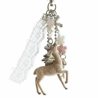 Cute Portable Deer Keychain 11.5cm Length Korean Style DIY Bead Case Handmade Bag Pendant