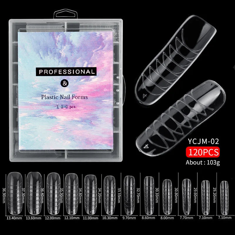 Misscheering 120Pcs/Box Transparent Fake Nails Acrylic French Nail Tips Full Coverage Press On Nails Accessory DIY Manicure T