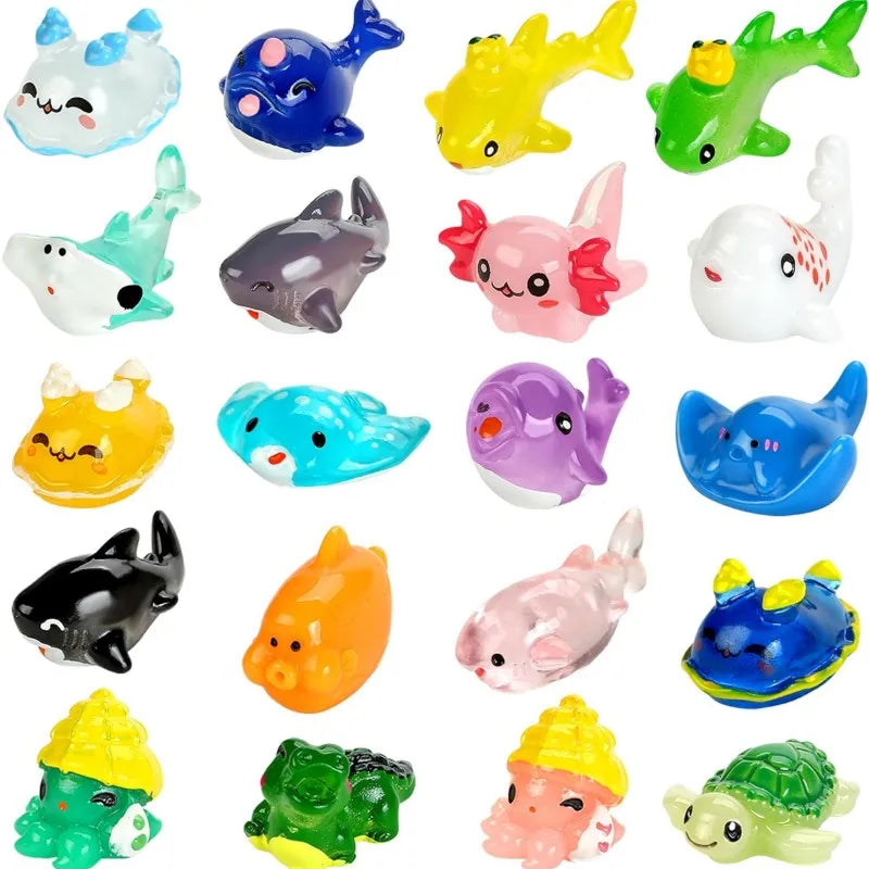 Mini Ocean Resin Animals Tiny Sea Animals Figurines Marine Miniature Decorations for DIY Fish Tank Potted Micro Garden Landsc