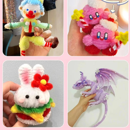 100~1000Pcs Colorful Chenille Rod Pipe Creative DIY Plush Wires Twist Stick Hair Strip Flower Handmade Crafts