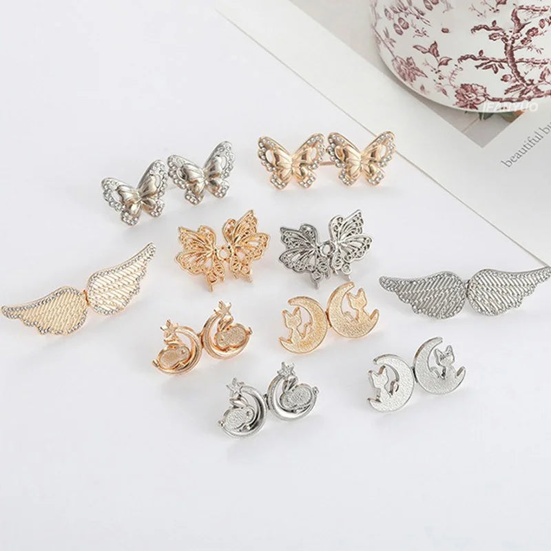 Jeans Button Adjustable Clips for Pant Skirts Waist Tightener Buckle Snap Button Adjuster Butterfly Pin Button Clothing Suppl