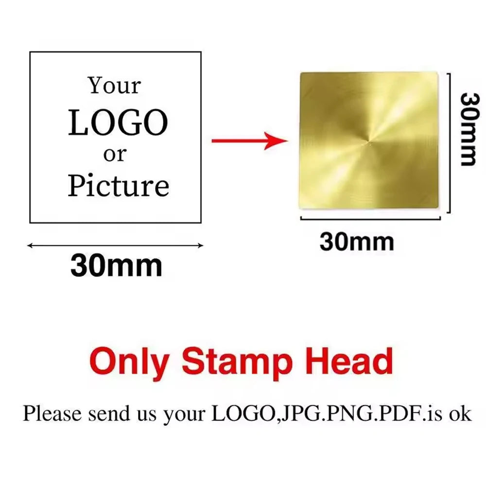 Custom Brass Wax Seal Stamp Personalized LOGO 25/30/40/50mm Round/Square Wax Sealing Head For Wedding Invitation Card Decor S