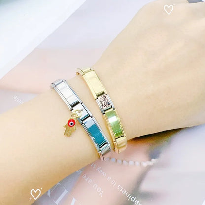 2025 Fashion Functional Elastic Bracelet Modular Bulk Italian Charms Links Fit Bracelet Stainless Steel Jewelry