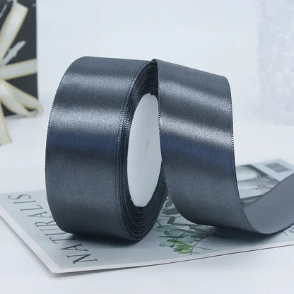 25yards/Roll 40mm Satin Ribbons Crafts Bow DIY Gift Wrap Wine Red Orange Yellow Green Blue Purple Black Gray Gold White Ribbo