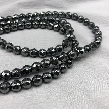 Natural Stones Rhodium Rose Gold Plated Hematite Round Loose Mineral Beads for Bracelet DIY Jewelry Making 15inch 2/3/4/6/8/1