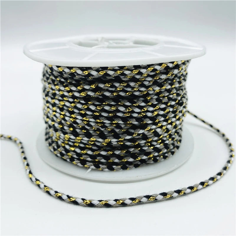 5yards/Lot 2.5mm Gold Line 100% Cotton Cord Rope Chinese Knot Macrame Cord Rope For Jewelry Making For Shamballa Bracelet