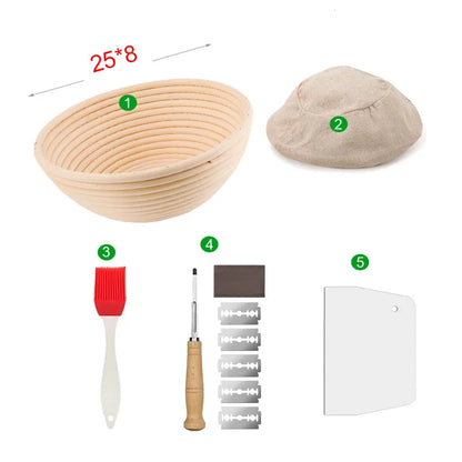 Rattan Bread Proofing Basket Bread Basket Oval Rattan Wicker Dough Fermentation Sourdough Banneton - 25x8-5pcs