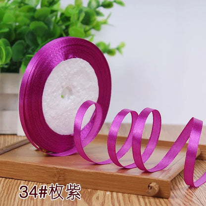 New (25 Yards/lot) 1/4''6mm Single Face Silk Satin Ribbon Wedding Decorative Ribbons Christmas Gift Wrap DIY Handmade Materia