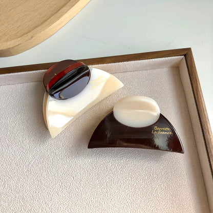 1Pc Elegant Vintage French Hair Clip Two-Tone with Wood Grain & Marbled Design Perfect for Casual Daily Dressing Cute Hair Cl