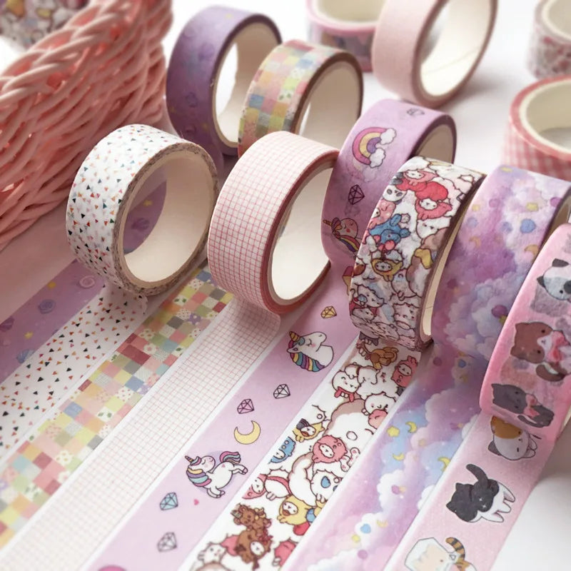15mm x 5m Washi Tape Japanese Stationery Kawaii Pink Masking Tape Cute Scrapbooking Girl Gift Decoration School Office Suppli