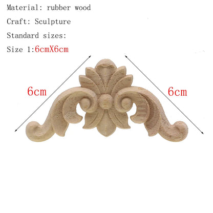 1Pc Unique Natural Floral Wood Carved Wooden Figurines Crafts Corner Appliques Frame Wall Door Furniture Woodcarving Decorati