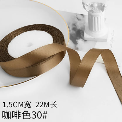 Wusmart 22Meters/Roll 1.5cm Single Face Satin Ribbon DIY Handmade Crafts Fabric Christmas Wedding Decoration Silk Ribbons - C