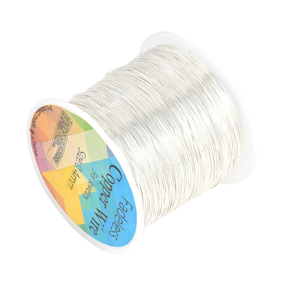 28 26 24Gauge Beading Floral Colored Jewelry Making Copper Craft Wire Soft DIY Metal Craft Art Wire 62-100Meters - Bright Sil