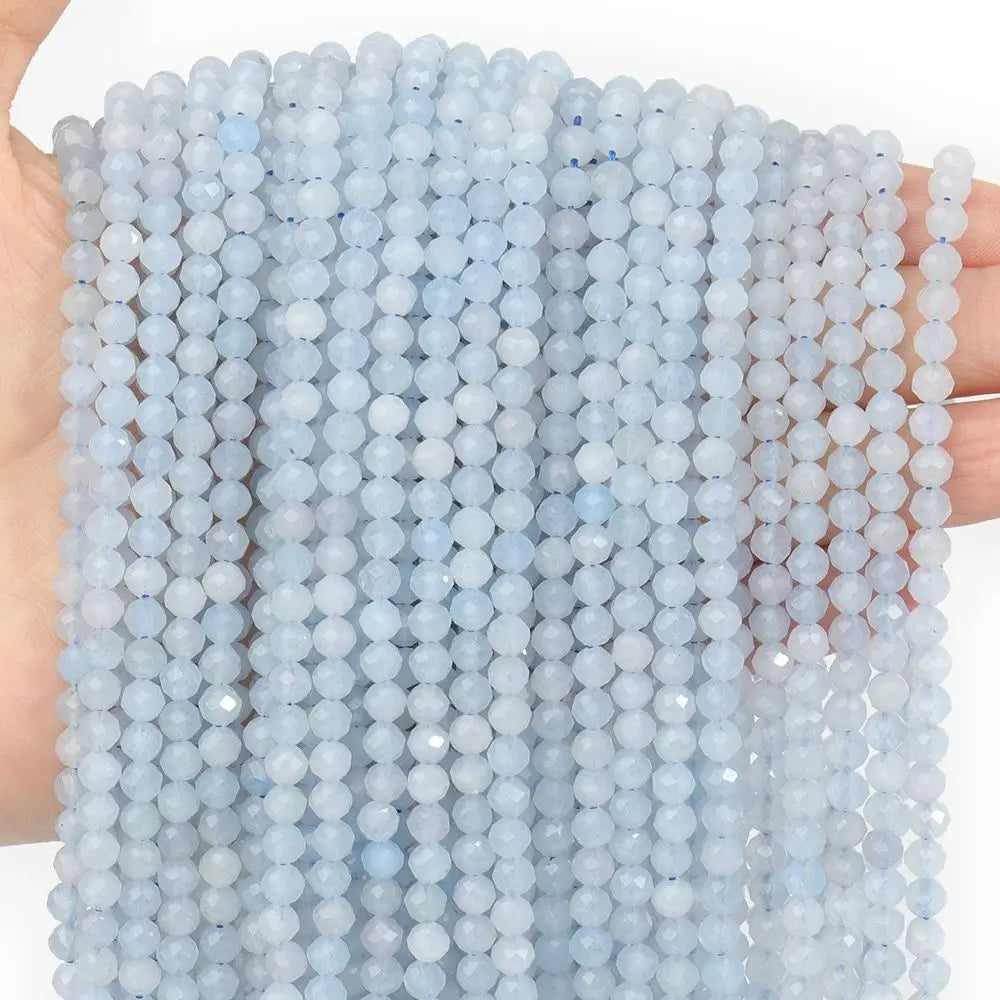 Faceted Natural Stone Beads Faceted Amazonite Aquamarine Opal Labradorite Loose Spacer Bead For Jewelry Making 2 3 4mm