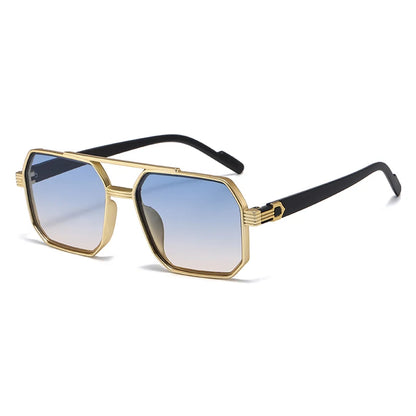 Hiking New Fashion Double Beam Polygonal Anti Light Glasses Retro Personalized Trendy Large Frame Eyewear European and Americ