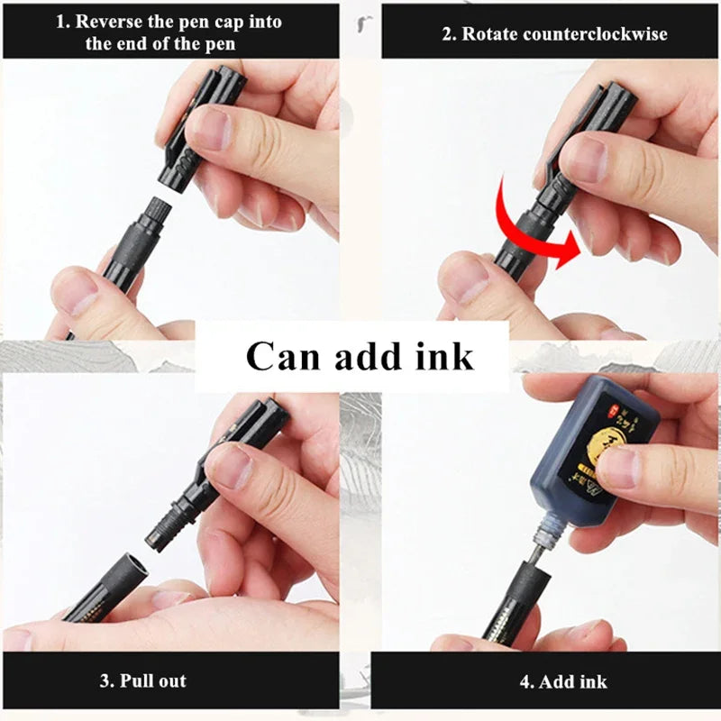 3 Pcs/Set Calligraphy Painting Pen Chinese Brush Pens for Writing Lettering Signatures Soft Brush Tip Refillable Ink Art Craf