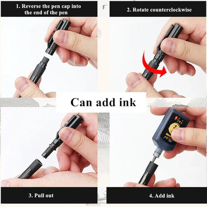 3 Pcs/Set Calligraphy Painting Pen Chinese Brush Pens for Writing Lettering Signatures Soft Brush Tip Refillable Ink Art Craf