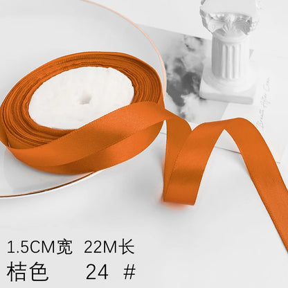 Wusmart 22Meters/Roll 1.5cm Single Face Satin Ribbon DIY Handmade Crafts Fabric Christmas Wedding Decoration Silk Ribbons - O