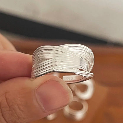 925 Sterling Silver Rings for Women Couple Minimalist Handmade Simple Wide Moon Ring Set Party Jewelry Gift Prevent Allergy -