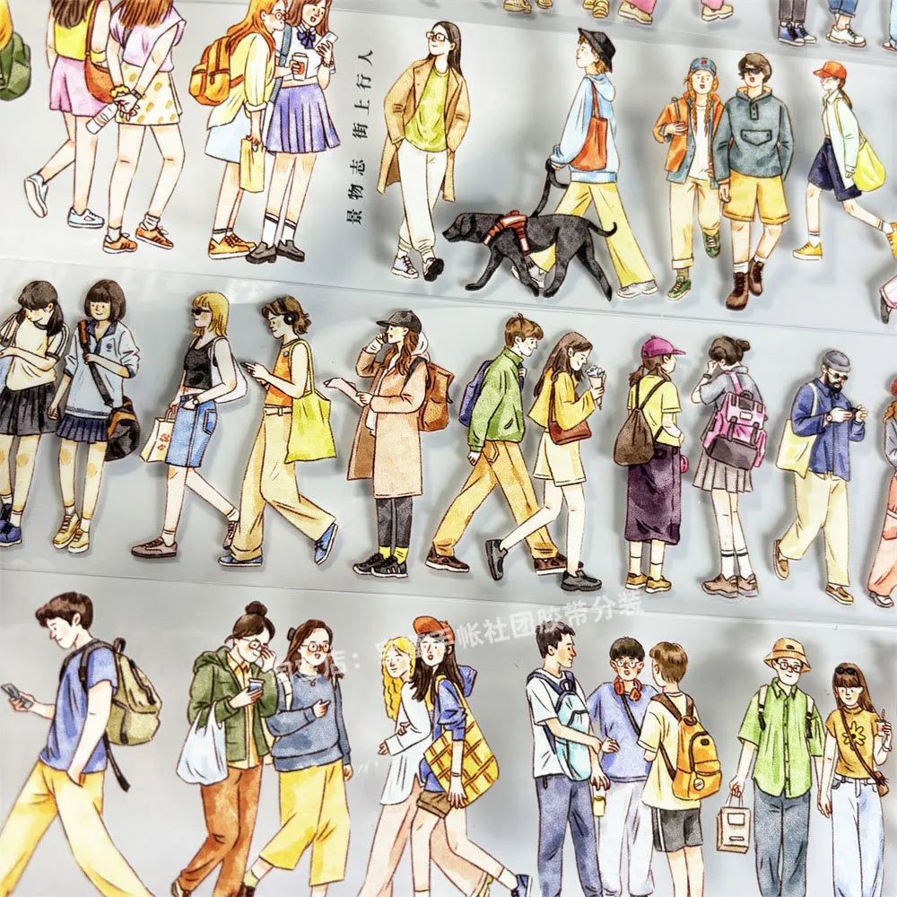 Washi Pet Tape A598 Street Pedestrian Scenery People Antique Scrapbook Collage Diy Cards Stickers Diy Card