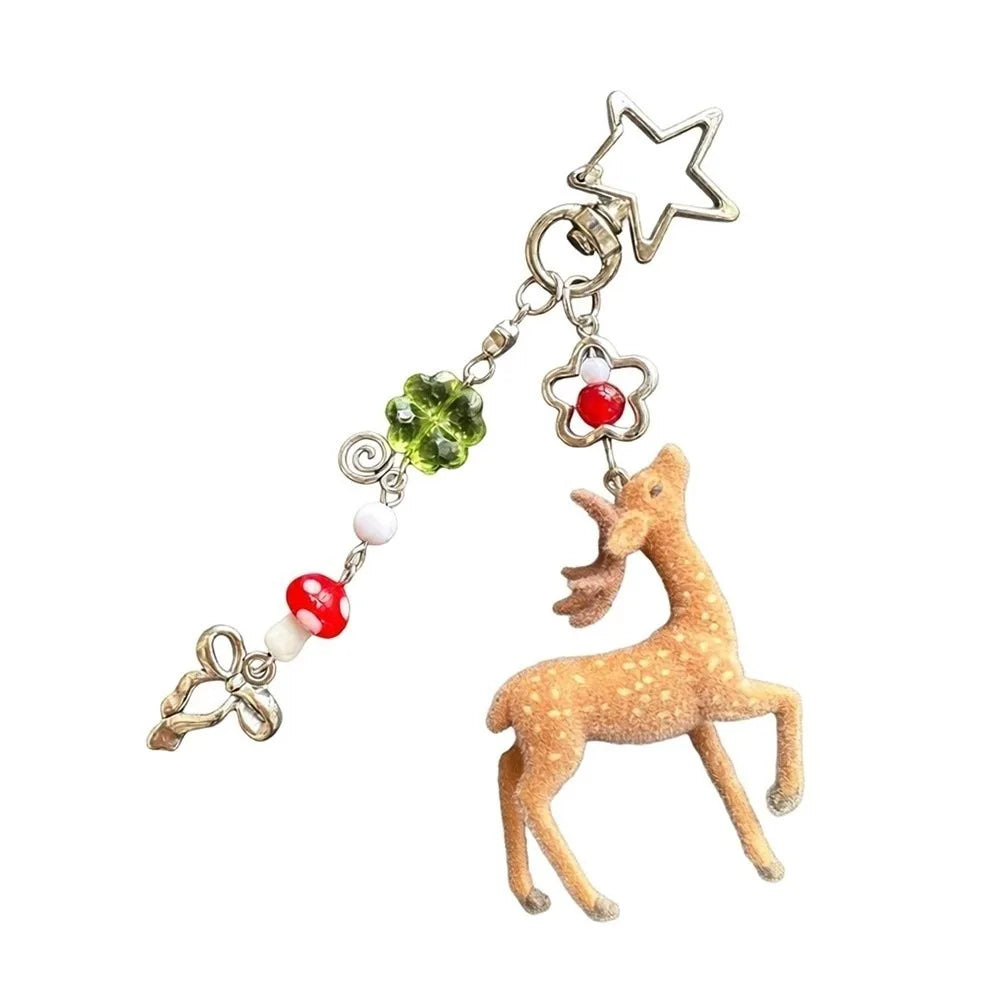 Cute Portable Deer Keychain 11.5cm Length Korean Style DIY Bead Case Handmade Bag Pendant